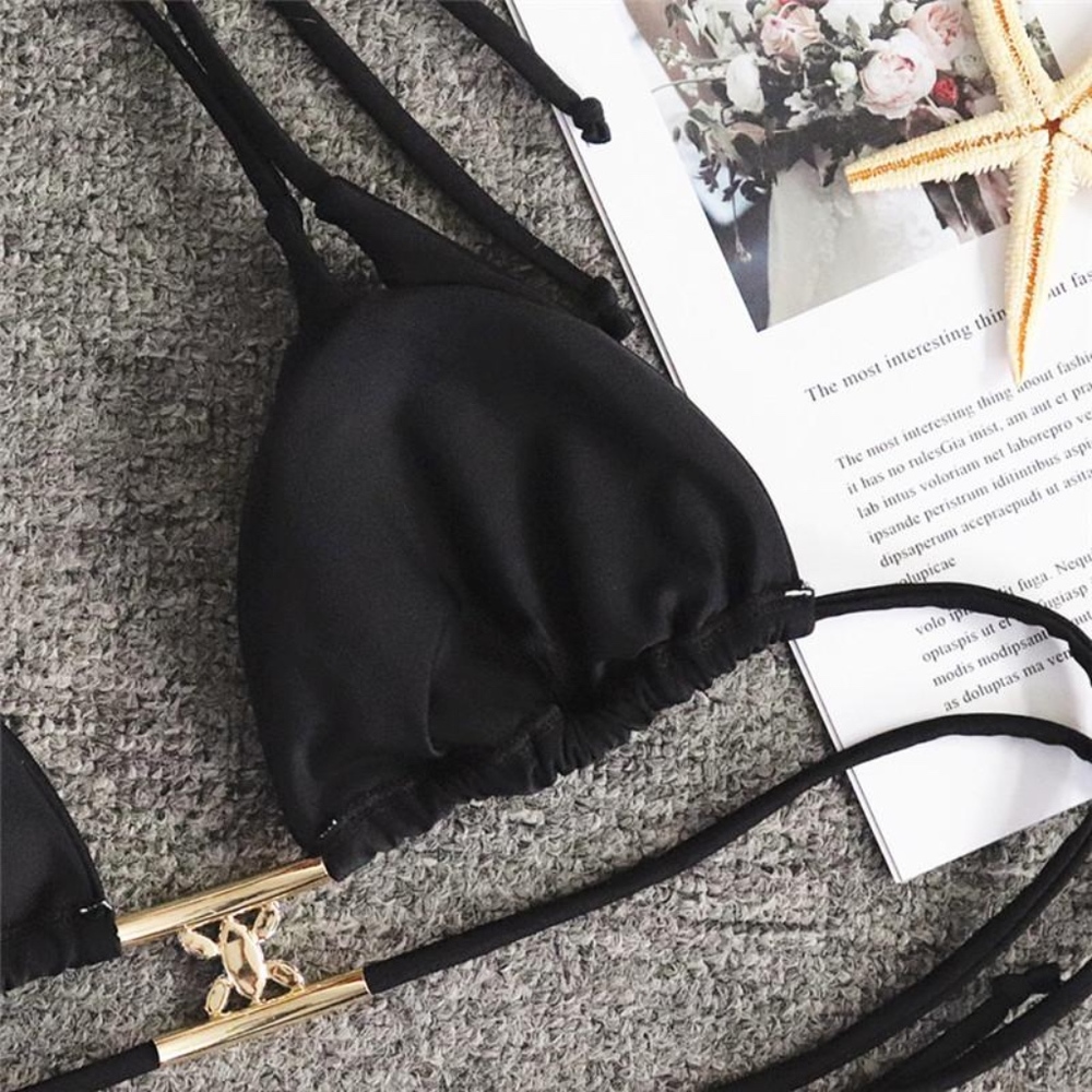 Crystal Embellished Strappy Bikini Swimsuit - Picture 7 of 8